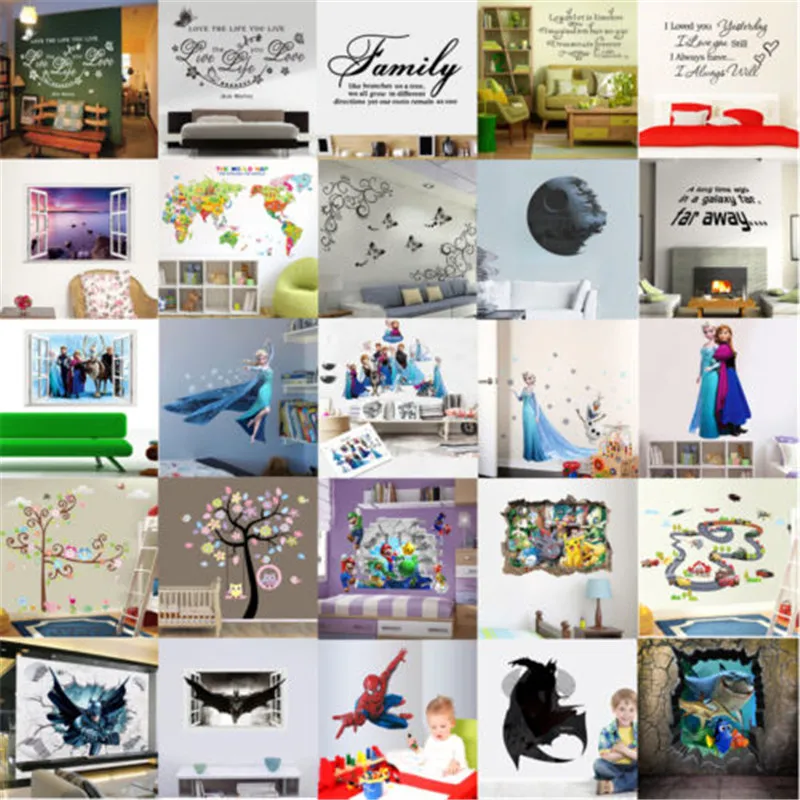 Cartoon DIY 3D Wall Stickers for Kids Room Bedroom Removable PVC Mural Art Sticker Home Decor Living | Дом и сад