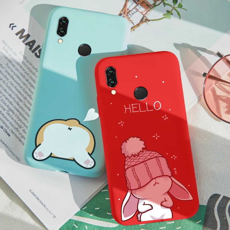 Милый мультяшный силиконовый чехол для huawei Y6 2018 с рисунком Bcak Y9 2019 противоударный