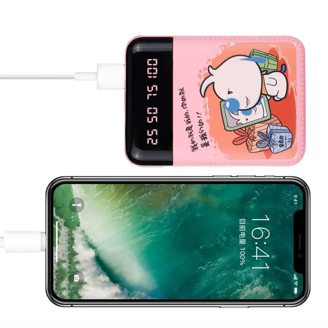 Мини Мощность Bank 10000 Mah Внешняя Батарея Портативный Быстрая зарядка 2A милые bank
