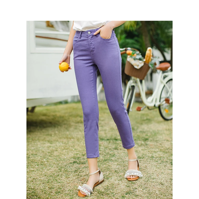 INMAN летние фиолетовые средняя талия корейские повседневные подходящие ко всему