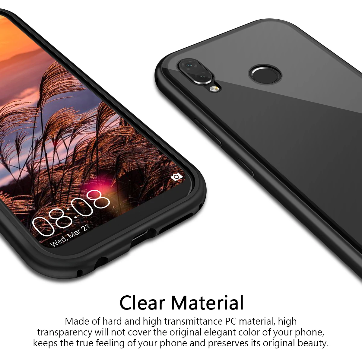 2 в 1 чехол для huawei p20 Lite жесткий прозрачный задняя Магнитная Защитная