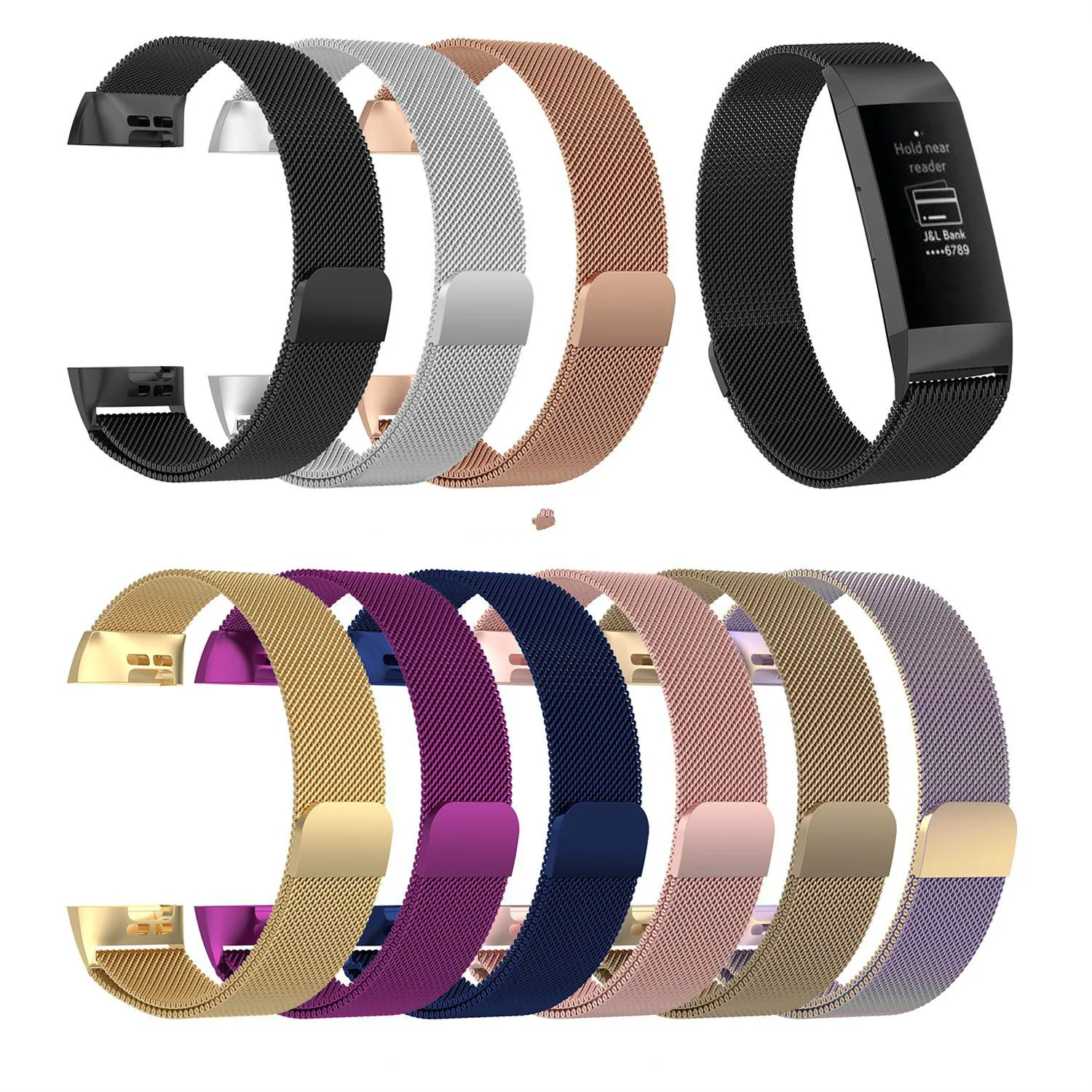 Для Fitbit Charge 3 Band Milanese для Магнитный Петля из нержавеющей стали умный ремешок часов