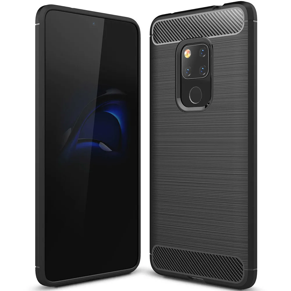 Роскошные карбоновый чехол на Коврики 20 ТПУ Soft для huawei волокна кремния матовый