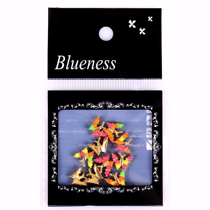 Blueness10pcs Glitter Butterfly Nails Rhinestones Art Decorations Alloy Nail Sticker Charms Colorful Jewelry Beauty | Красота и