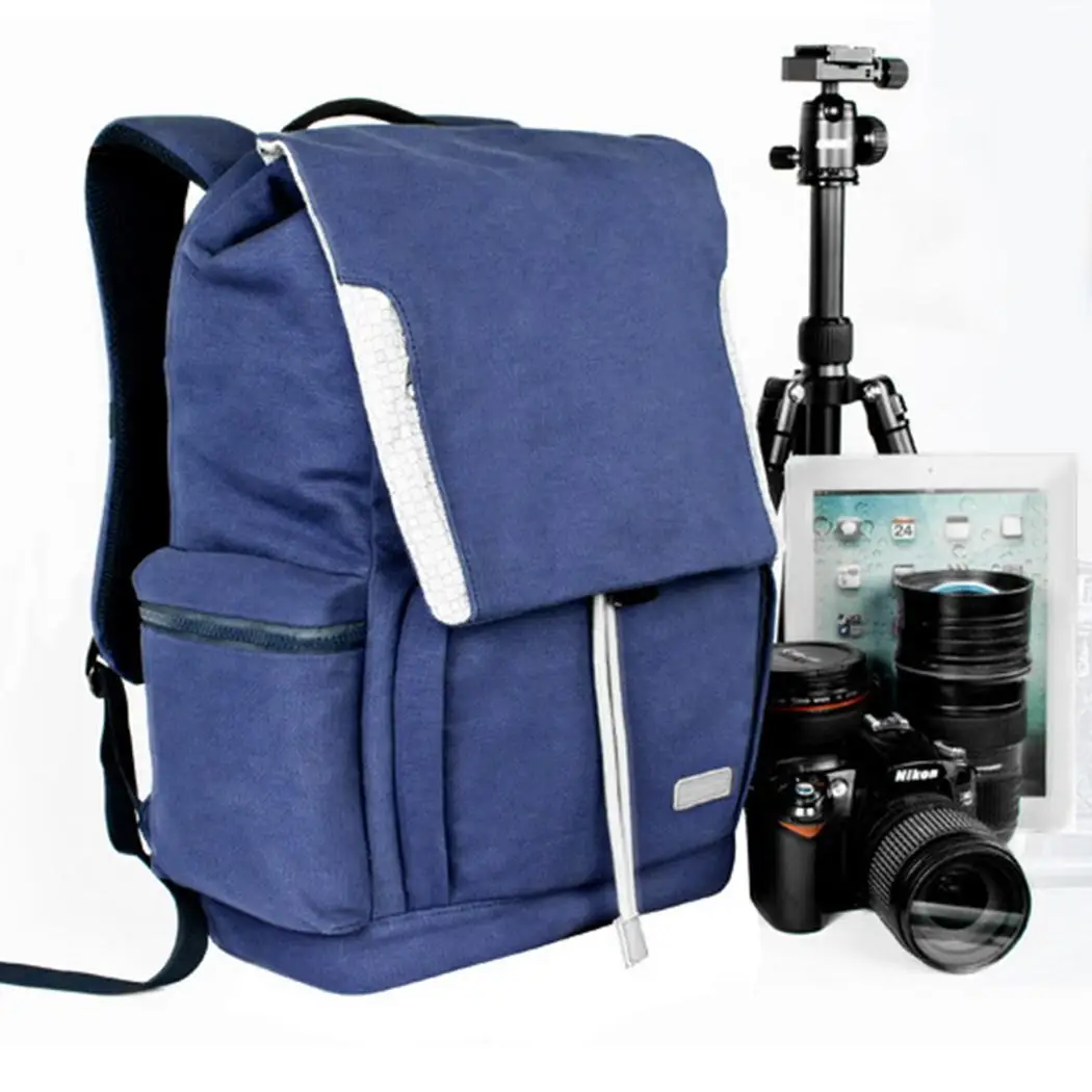 Водонепроницаемый и ударопрочный Одноцветный синий рюкзак на молнии с двойным