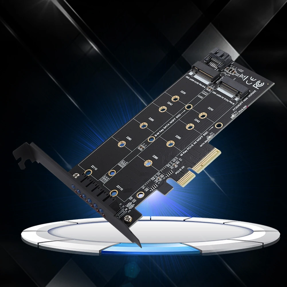 Новый PCI E 4X NGFF адаптер PCIe карты b ключ + М M.2 NVME двойной Интерфейс с светодиодный