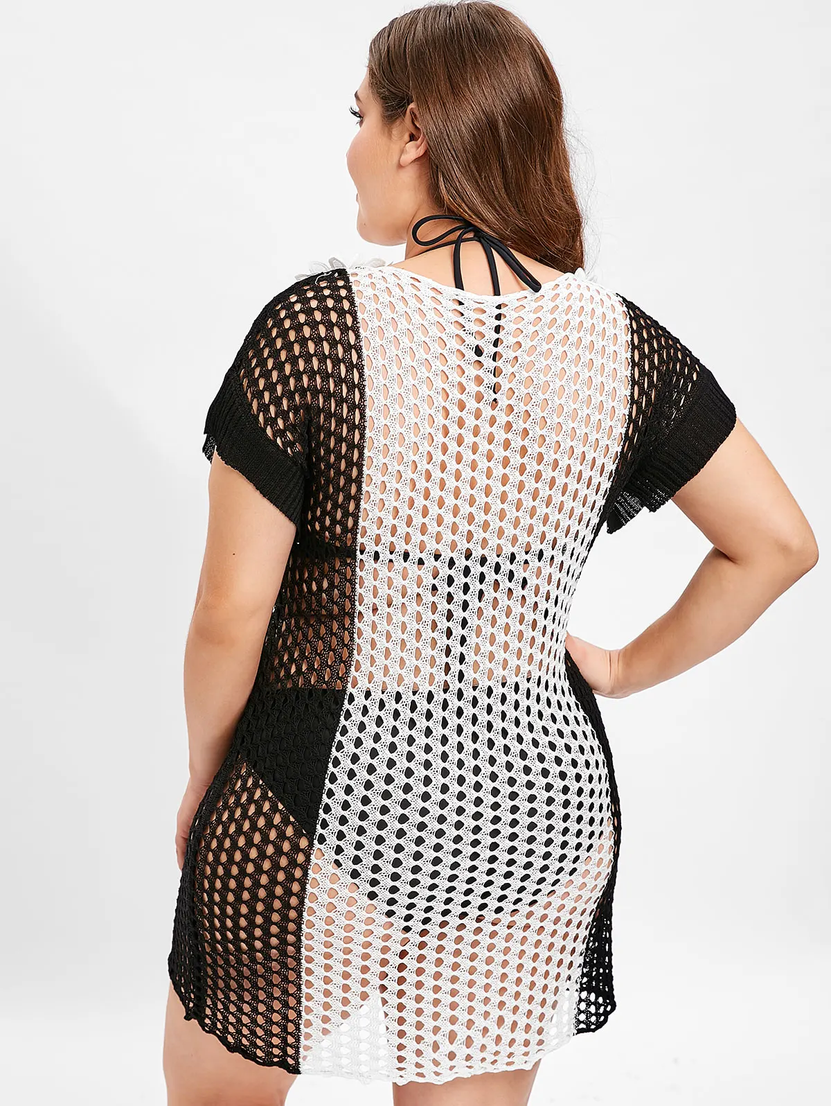 Фото Wipalo Summer Plus Size Women Blouses Two Tone Hollow Out Cover Up Dress Sexy Swimwear Short Sleeves Smock Slash Neck Dres Женская Wipalo Summer Plus Size Women Blouses Two Tone Hollow Out Cover Up Dress Sexy Swimwear Short Sleeves Smock Slash Neck Dres Женская