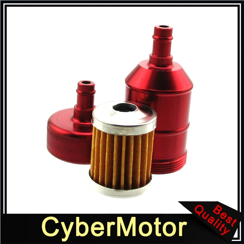 

2x Red Alloy Motorcycle Petrol Gas Inline Fuel Filter For Dirt Pit Motor Bike ATV Quad 4 Wheeler Go Kart Buggy Motocross