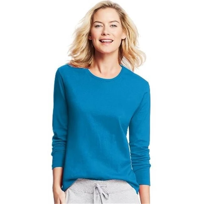 Hanes O9133 Womens Long-Sleeve Crewneck T-Shirt Deep Dive - Extra Large |