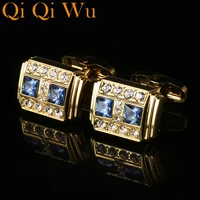 jewelry french shirt cufflinks for men designer brand blue crystal cuff link button high quality luxury wedding free shipping