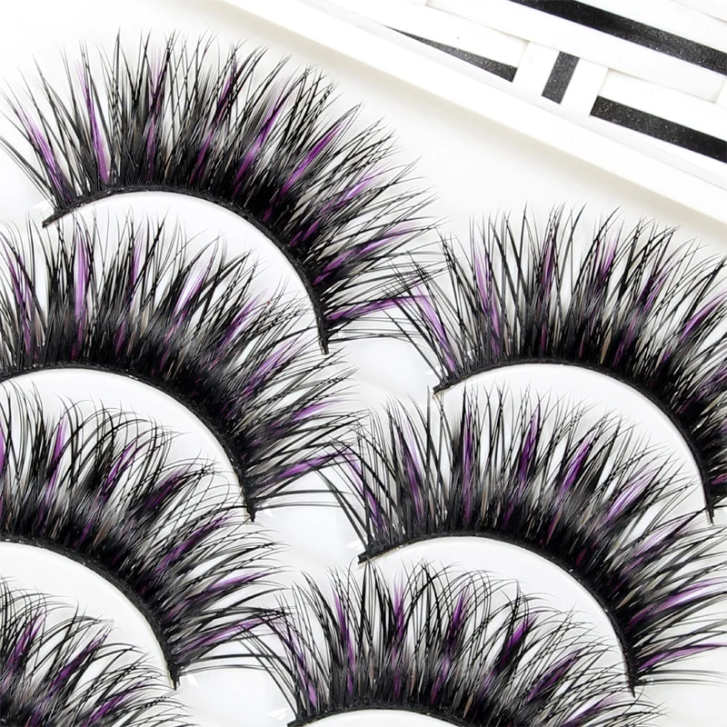 5 пар 3D норковые волосы натуральный крест накладные ресницы длинные грязный