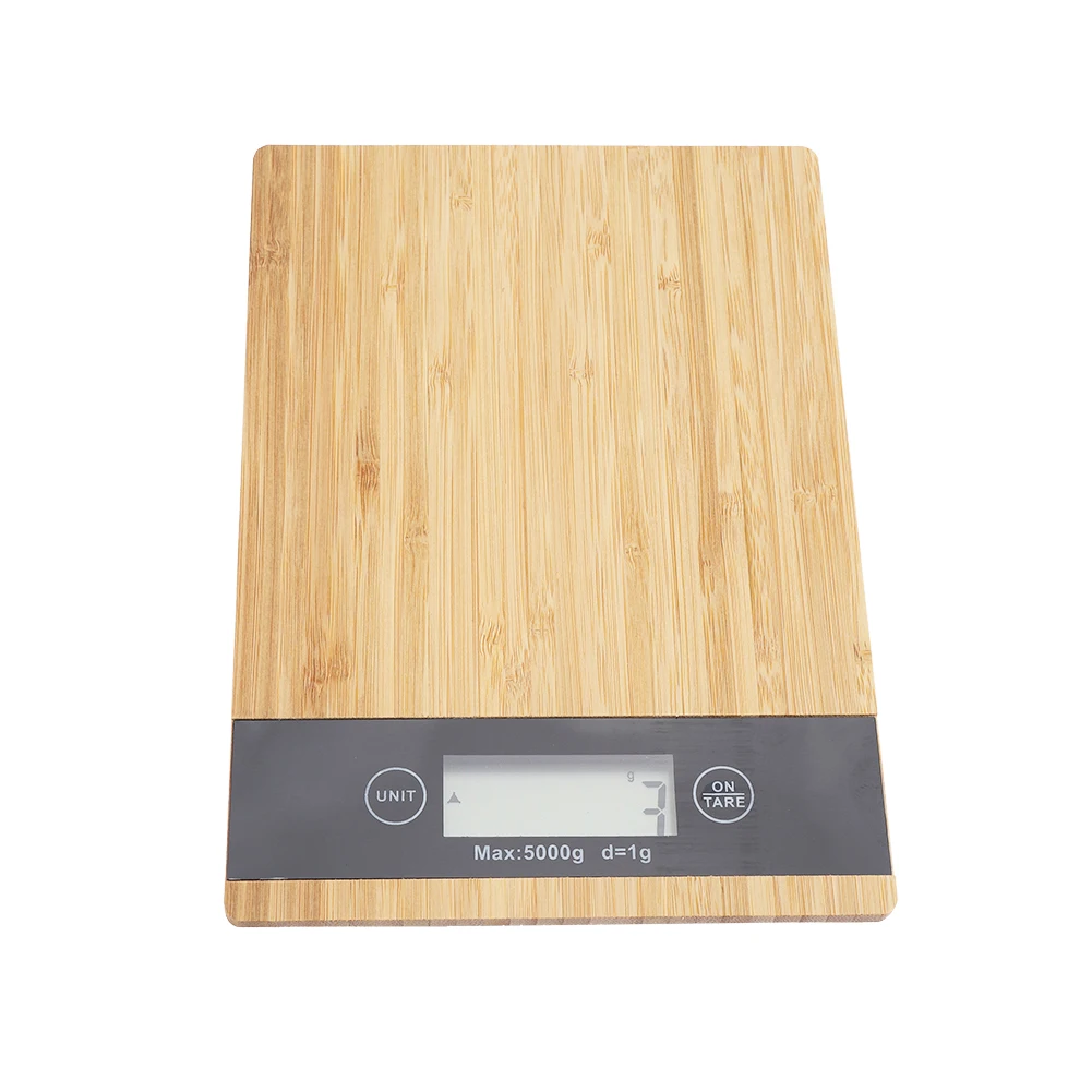 Bamboo LED Display Electric Kitchen Scale Weighing Food Diet Postal Balance Measuring Tool Electronic Scales | Бытовая техника