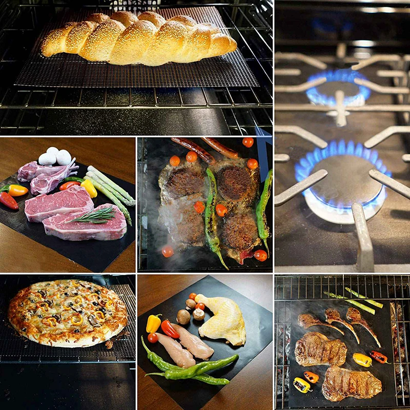 Чехлы для горелок печей 6 шт. + вкладыш духовки (гриль коврик) сетчатый коврик