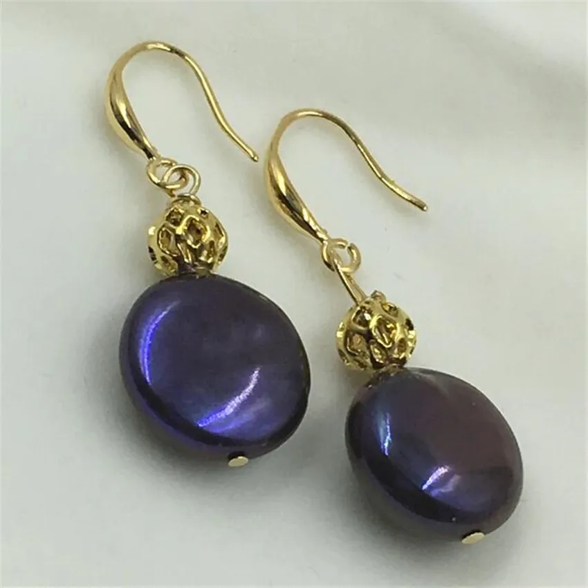 15-16mm baroque Peacock blue pearl earrings hook dangler Jewelry earbob natural Fine party irregular Gift women Cultured | Украшения и