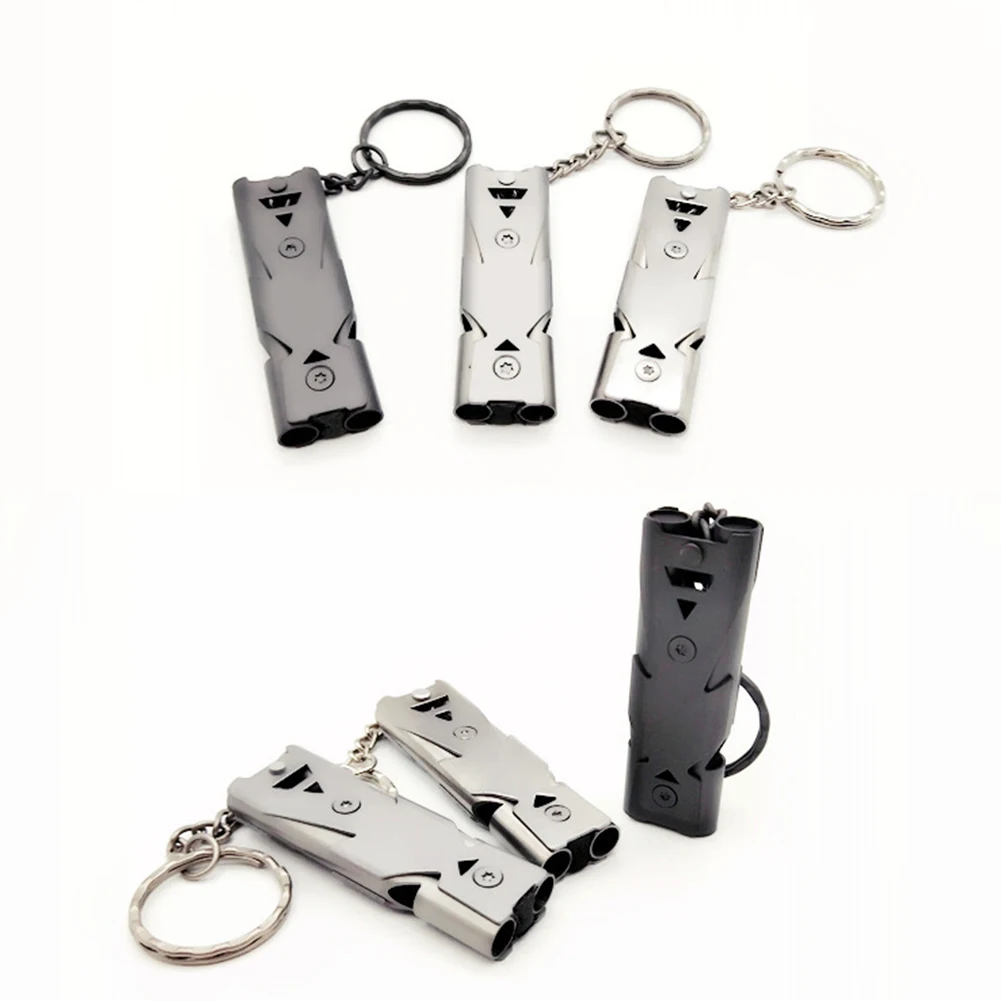 New Portable Stainless Steel Dual-Pipe High Decibels EDC Survival Keychain Whistle | Спорт и развлечения