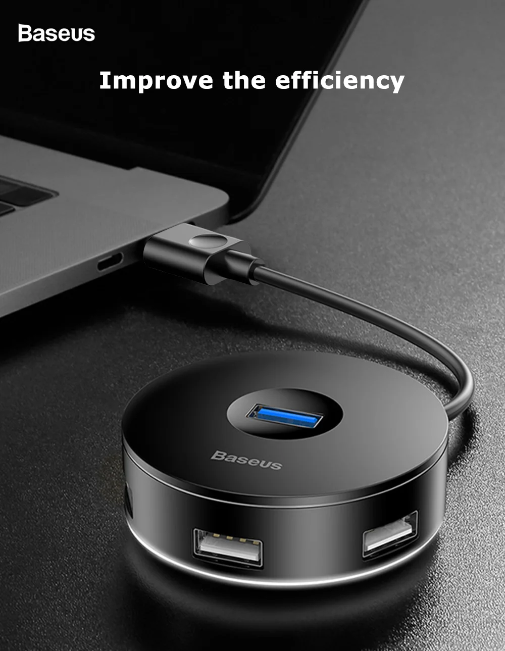 Baseus круглый блок концентратор адаптер 3 USB 0 порты 2 индикаторная лампа в ночное