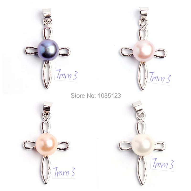 

7mm Pretty Natural 4 Color Freshwater Pearl Fashion Pendants wj150