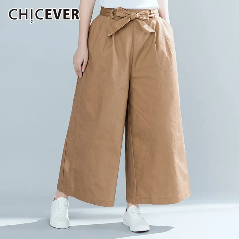 CHICEVER 2019 демисезонный брюк для женщин высокая талия лук кружево до повседневное