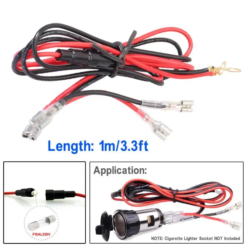 VODOOL 1 м/3 3 фута 18AWG 10А автомобильный прикуриватель установочный кабель двойной