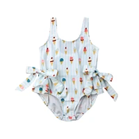 2019 new summer toddler kid baby girl swimwear ice cream bow bikini set sleeveless swimsuit swimming clothes