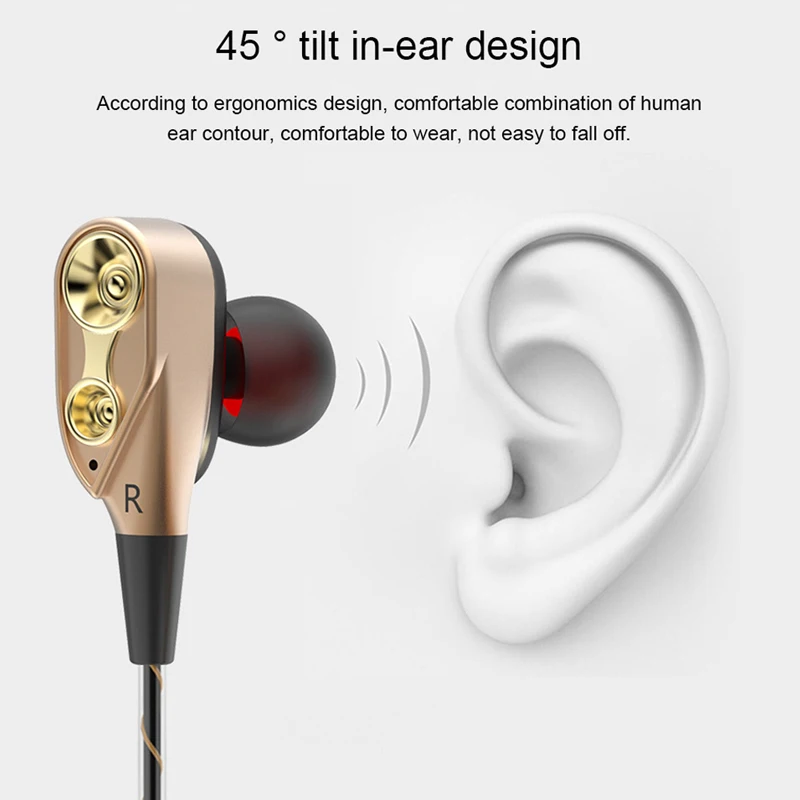 GEOFOX двойной драйвер проводные наушники Hands Free в ухо для телефона DJ mp3 спортивные