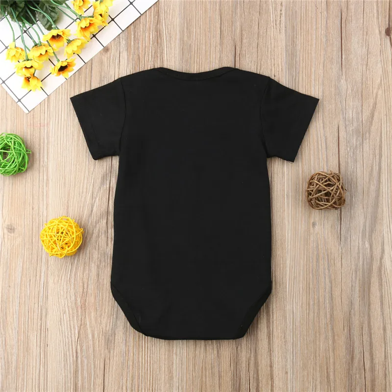 Милые боди Pudcoco для новорожденных мальчиков и девочек летнее черное комбинезон с