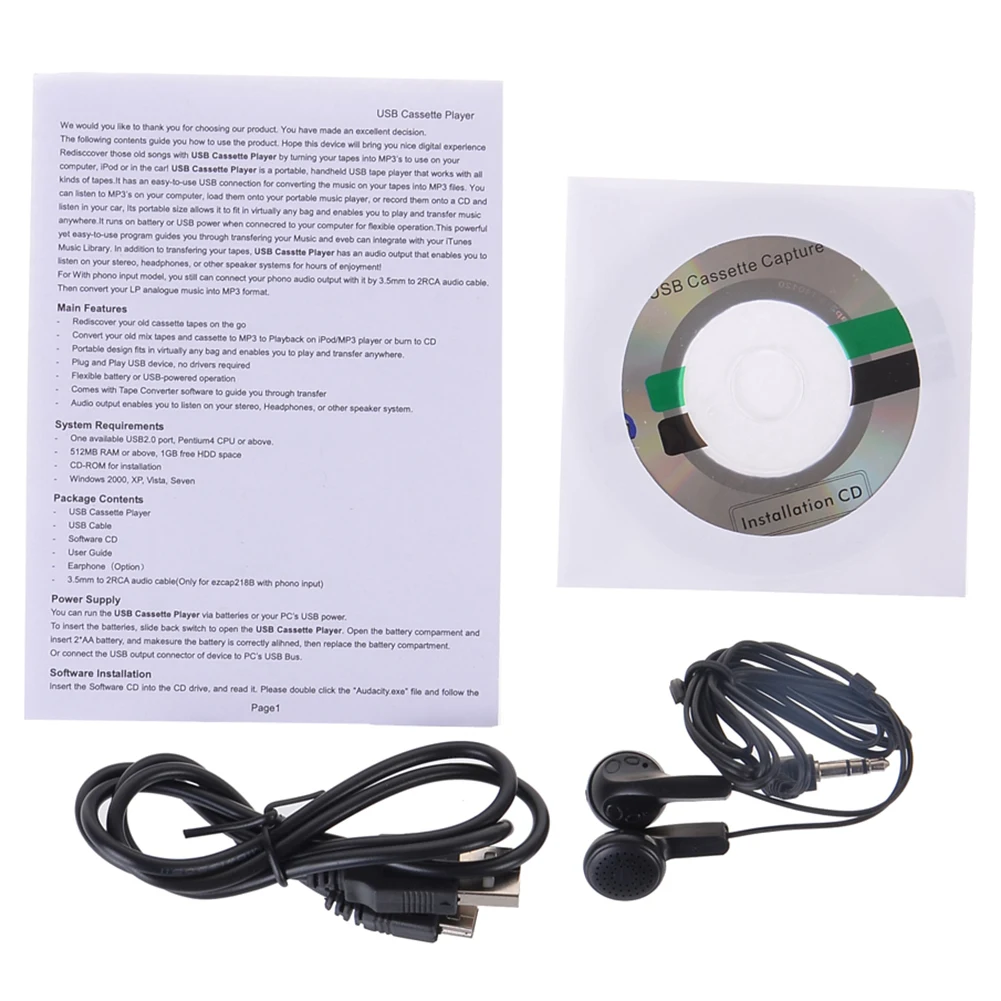 EZCAP аудио кассетный плеер старые кассеты для MP3 музыки мини USB цифровой конвертер
