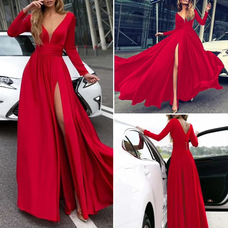 Модное женское сексуальное платье с глубоким вырезом женские вечерние платья