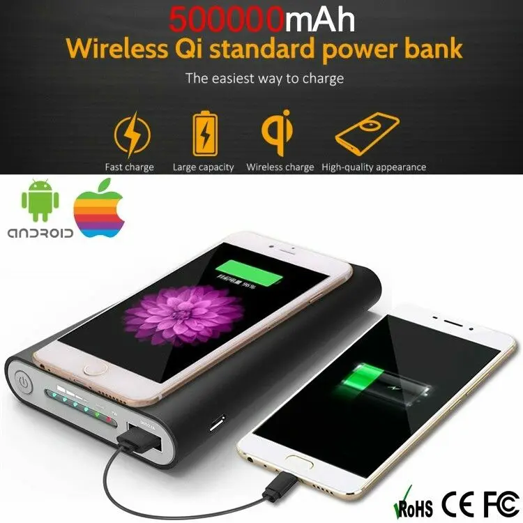 Qi Беспроводное зарядное устройство power Bank 10000 мАч для мобильных телефонов iPhone samsung