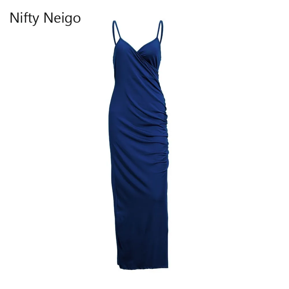 Nifty Neigo Harajuku женские футболки Империя Спагетти ремень Сплит Макси платье Летнее