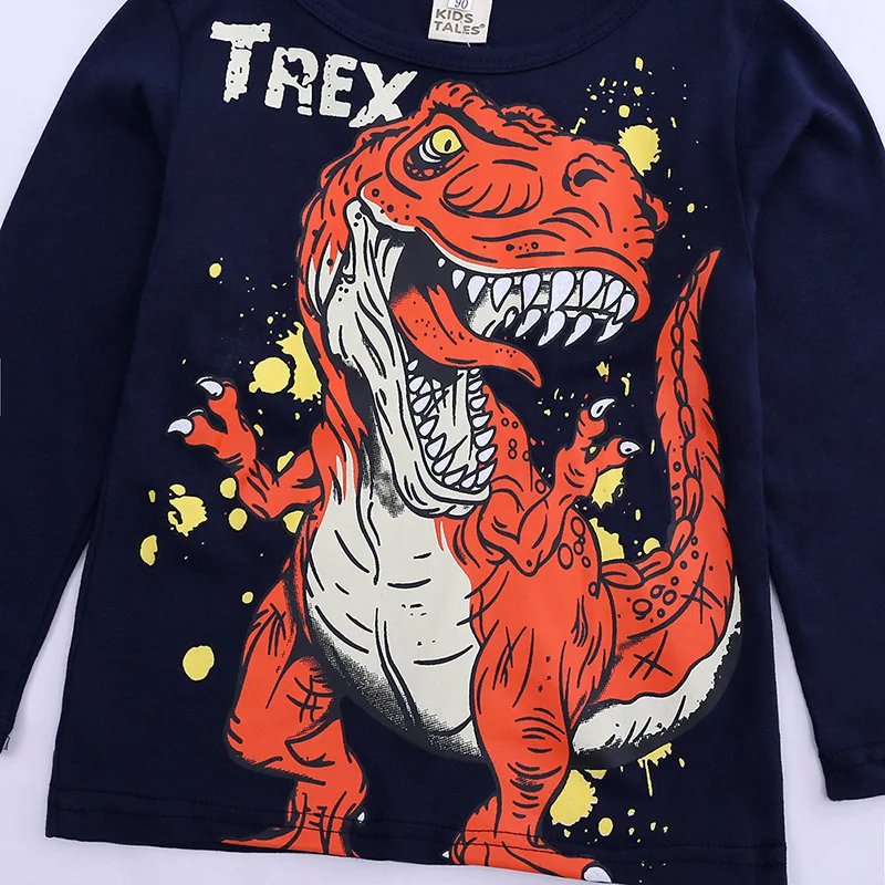 Детская одежда динозавров t rex tyrannosaurus rex/футболка из чистого хлопка с длинными