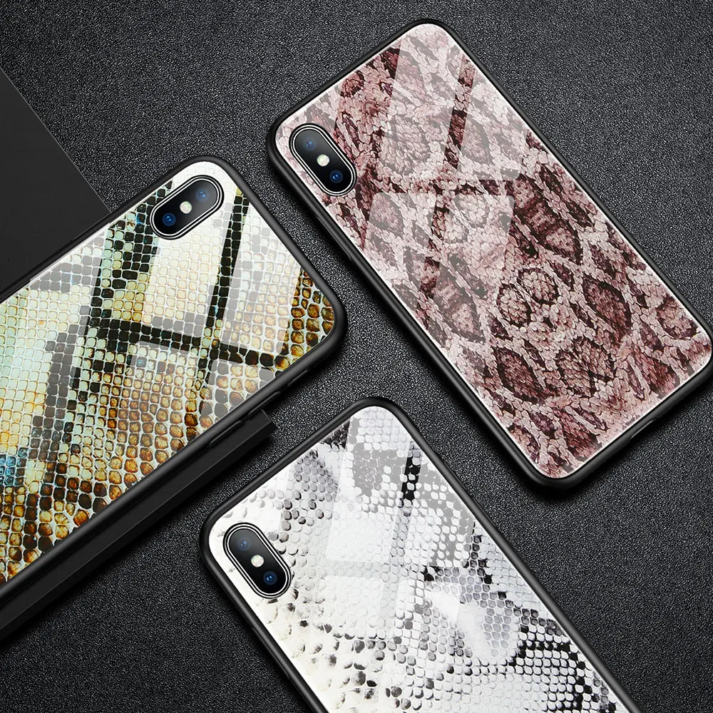 KISSCASE чехол из закаленного стекла для телефона iPhone X XS Max XR 6 7 8 Python Шаблон 6S Plus