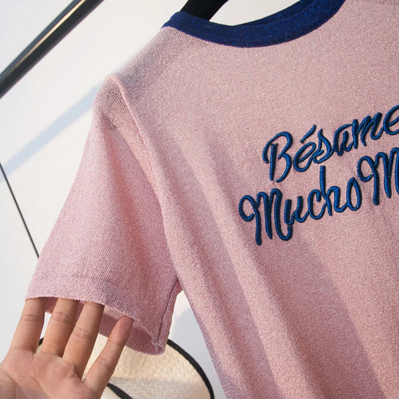 Женская трикотажная футболка белая Базовая хлопковая Футболка с вышивкой