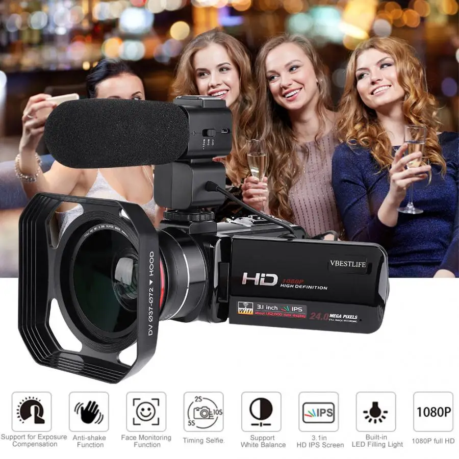 HDV Z20 3 0 IPS экран WIFI 16x цифровой зум full HD DV Цифровая камера распознавание лица
