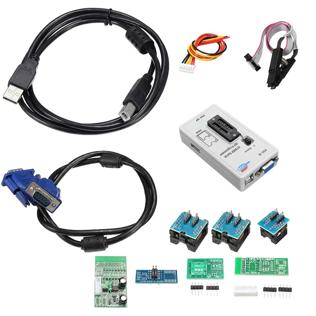 RT809F ЖК-дисплей EPROM FLASH VGA ISP AVR программатор Зажим 7 гнездо адаптера промышленные
