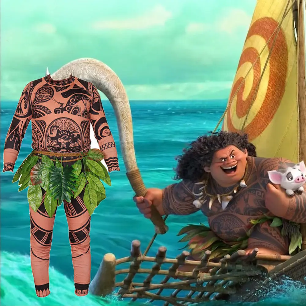 Moana Maui тату футболка/брюки Хэллоуин Взрослый мужской женский косплей костюмы с