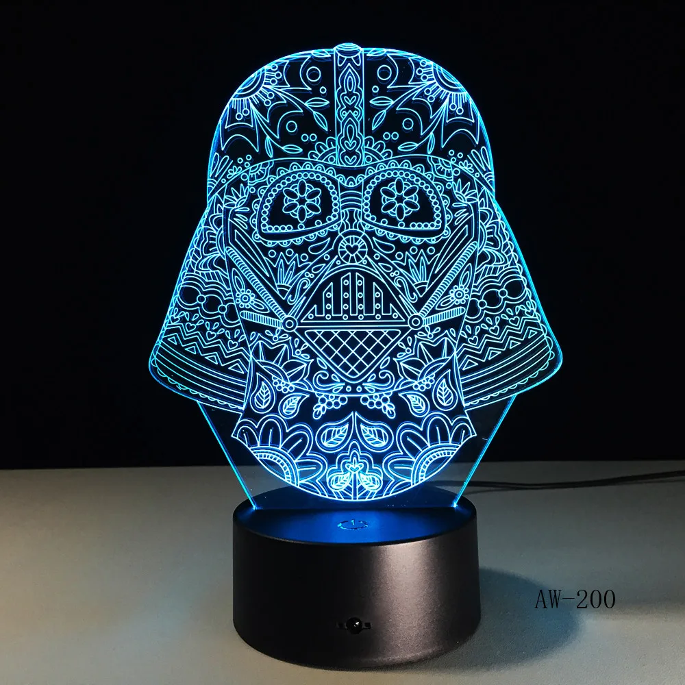 С изображением из Звездных Войн рисунок с Дартом Вейдером 3D Led 7 цветов спальный