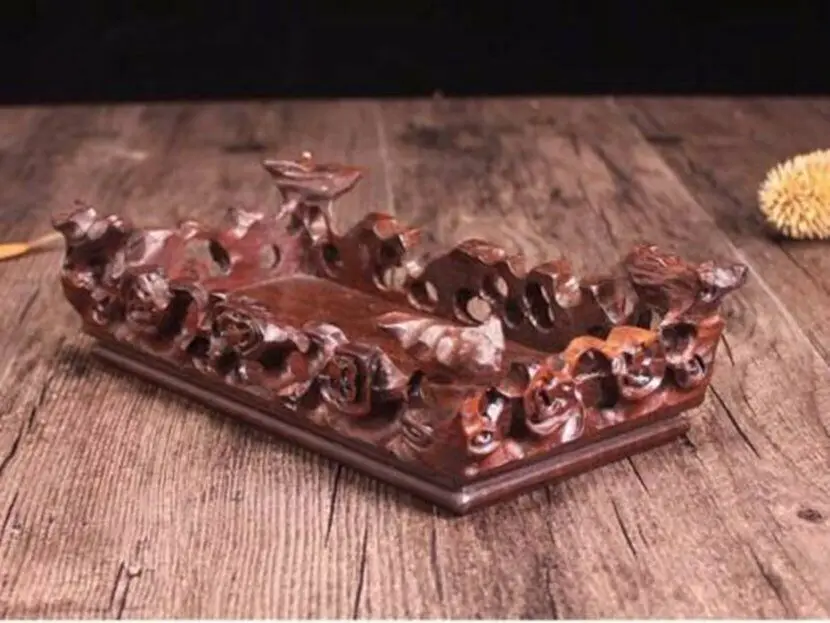 

Old Solid Wood base carved Ganoderma Display stand for vase bottle teapot