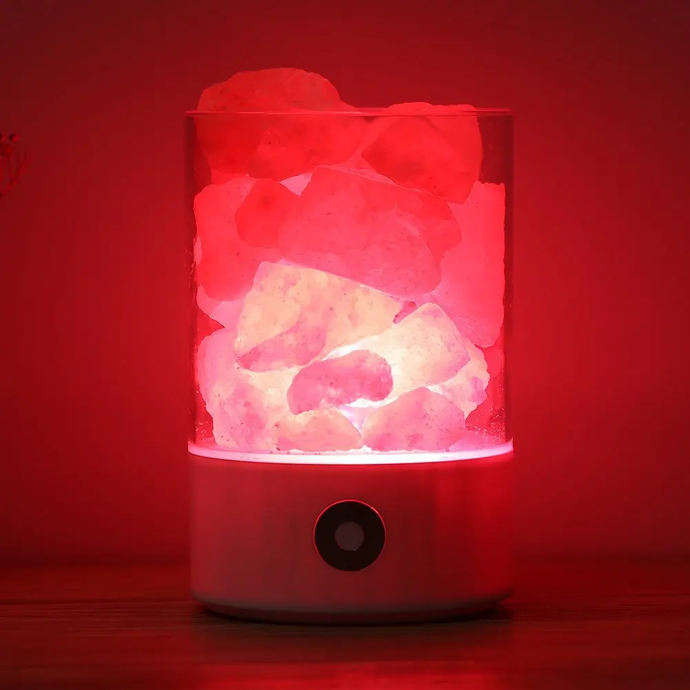 Real Himalayas Salt Crystal Rock USB Lamp Good for Health Small Mineral Negative Ionic Stone Lava Night Light Bedroom | Лампы и