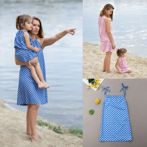 Модные платья для мамы и дочки Одинаковые комплекты семьи Повседневная одежда