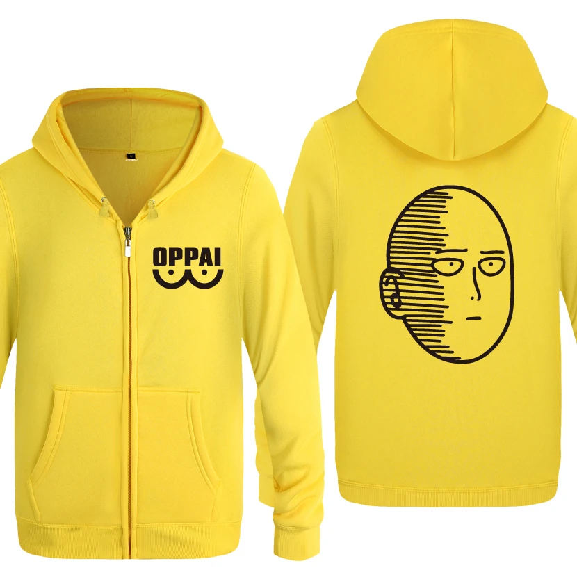 One Punch один Oppai с рисованным аниме кофты Для мужчин 2018 s капюшоном и застежкой