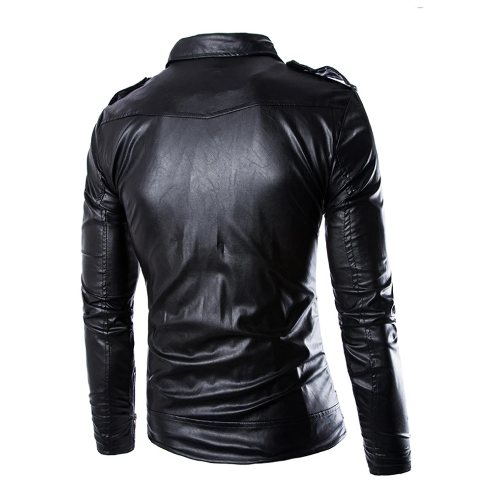 

Hot Men British Style Pu Leather Jacket Handsome Black White Punk Slim Biker Motorcycle Jacket Bomber Outwear Pu Leather Jacket