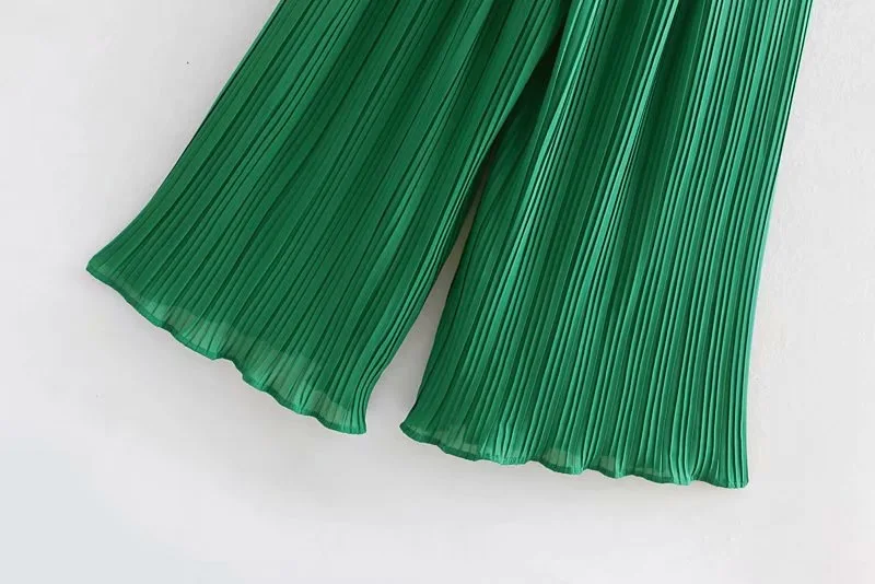 VOGUEIN новое женское летнее шифоновое зеленое плиссированное без рукавов