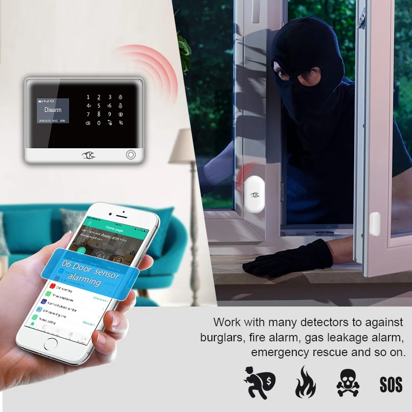 Беспроводная GSM сигнализация SMARSECUR 433 МГц домашняя беспроводная система
