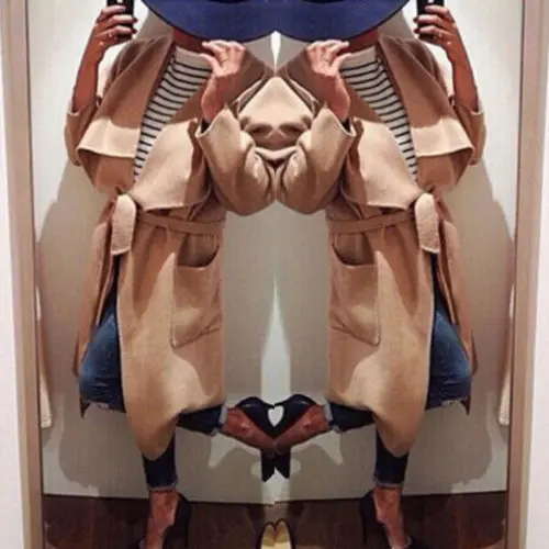 Fashion Womens Ladies Casual Long Sleeve Blends Collared Winter Peacoat Women Wool Coat Outwear Bandage Jacket New | Женская одежда