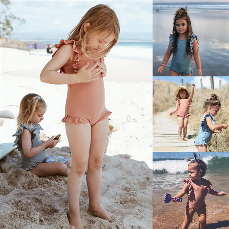 

Fashion Casual Slim Solid Holiday Toddler Kids Baby Girl Swimwear Swimsuit Bathing Suit Swimming Summer Clothes