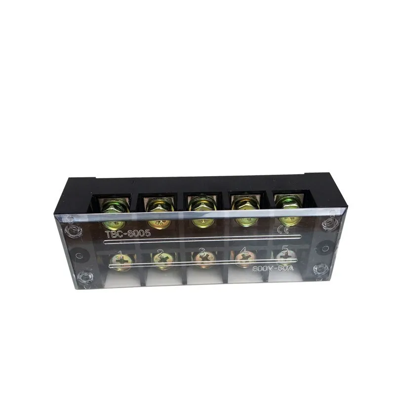 TB-6005/TBC-605 60A/5P Inflaming Retarding Fixed Type Copper Connection Terminal Blocks with screws Plate Row Wire Connector |