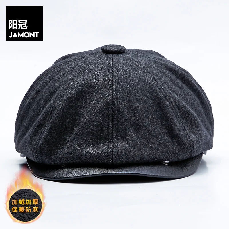 

Осень-зима 2021 мужской берет теплая шапка для защиты ушей для среднего возраста плюс бархатная Толстая двухфункциональная прямая шапка для ...