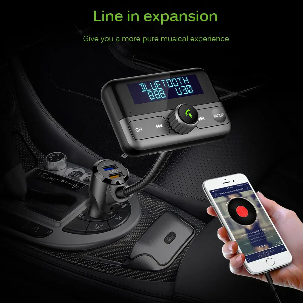 Car USB FM Transmitter Mp3 Music Play Tool LCD Display Charger Adapter Dual Bluetooth IC Sound Control |