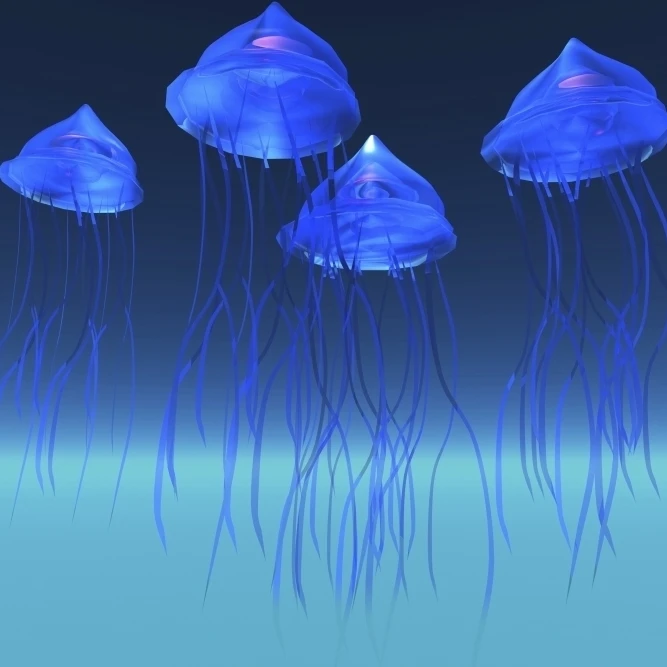 Радужный Светящийся синий jeelyfish плавать в Постер &quotОкеан&quot печати (17x11) | Дом и